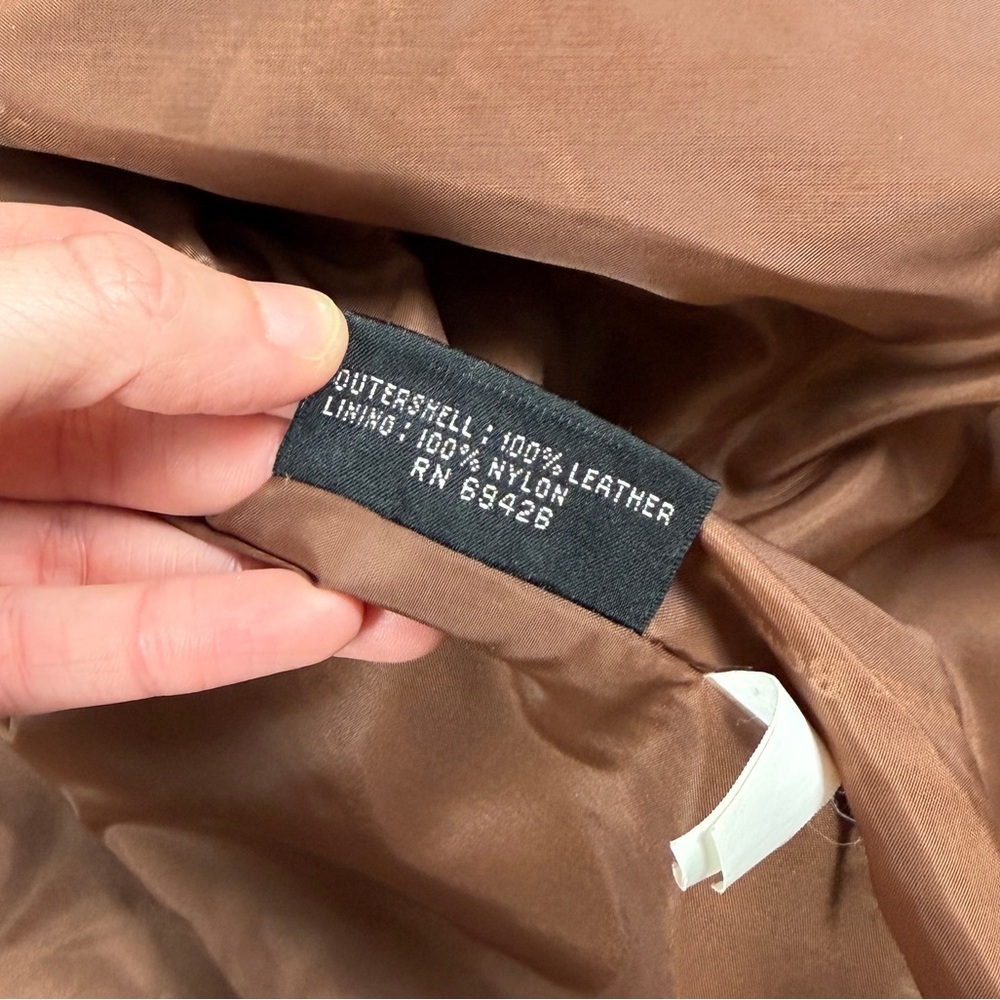 VTG Wilsons Adventure Bound Light Brown Leather Bomber Jacket Mens M Funnel Neck - Picture 8 of 12